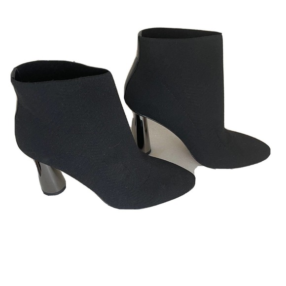 BCBGeneration Conny Black Stretch Fabric Ankle Boot Mirrored Heels Women’s 7.5 - Picture 6 of 16